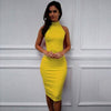 Spring Summer  Turtleneck Sleeveless Elegant Pencil Dress Women Sexy Club Party Bodycon Bandage Slim Dress Vestido