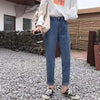 Spring/Summer Jeans Women's Loose High Waist Pants Ankle-Tied Harem Pants Cropped Light Color Straight Pants