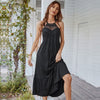 Spring Summer Lace Patchwork Long Halter Dress Women Casual 2023 Sleeveless Solid Spaghetti Strap Maxi Dress Ladies Leisure
