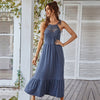 Spring Summer Lace Patchwork Long Halter Dress Women Casual 2023 Sleeveless Solid Spaghetti Strap Maxi Dress Ladies Leisure