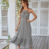 Spring Summer Lace Patchwork Long Halter Dress Women Casual 2023 Sleeveless Solid Spaghetti Strap Maxi Dress Ladies Leisure