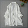 Spring Summer s Women Casual All-match Loose Japanese Style Brief Comfortable Sunscreen Thin Ramie White Blazer Coats