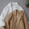 Spring Summer s Women Casual All-match Loose Japanese Style Brief Comfortable Sunscreen Thin Ramie White Blazer Coats