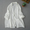 Spring Summer s Women Casual All-match Loose Japanese Style Brief Comfortable Sunscreen Thin Ramie White Blazer Coats
