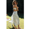Spring Summer Small Floral Print Backless Lace Up Sweet Sling Elegant Maxi Dress 2023