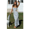 Spring Summer Small Floral Print Backless Lace Up Sweet Sling Elegant Maxi Dress 2023