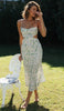 Spring Summer Small Floral Print Backless Lace Up Sweet Sling Elegant Maxi Dress 2023
