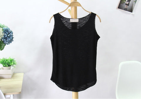 Spring Summer New Tank Tops Women Sleeveless Round Neck Loose T Shirt Ladies Vest Singlets