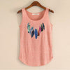 Spring Summer New Tank Tops Women Sleeveless Round Neck Loose Tees 2022 Ladies Colored Feathers Printing T Shirt Vest Singlets