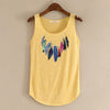 Spring Summer New Tank Tops Women Sleeveless Round Neck Loose Tees 2022 Ladies Colored Feathers Printing T Shirt Vest Singlets
