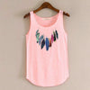 Spring Summer New Tank Tops Women Sleeveless Round Neck Loose Tees 2022 Ladies Colored Feathers Printing T Shirt Vest Singlets