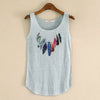 Spring Summer New Tank Tops Women Sleeveless Round Neck Loose Tees 2022 Ladies Colored Feathers Printing T Shirt Vest Singlets