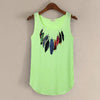 Spring Summer New Tank Tops Women Sleeveless Round Neck Loose Tees 2022 Ladies Colored Feathers Printing T Shirt Vest Singlets