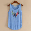 Spring Summer New Tank Tops Women Sleeveless Round Neck Loose Tees 2022 Ladies Colored Feathers Printing T Shirt Vest Singlets
