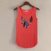 Spring Summer New Tank Tops Women Sleeveless Round Neck Loose Tees 2022 Ladies Colored Feathers Printing T Shirt Vest Singlets