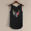 Spring Summer New Tank Tops Women Sleeveless Round Neck Loose Tees 2022 Ladies Colored Feathers Printing T Shirt Vest Singlets