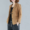 Spring Summer Short Coat Cotton and linen Blazer Suit Collar Jacket Women's Casual Solid Color 3/4 Sleeves Shirt  f2879
