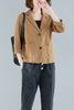 Spring Summer Short Coat Cotton and linen Blazer Suit Collar Jacket Women's Casual Solid Color 3/4 Sleeves Shirt  f2879
