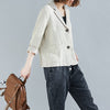 Spring Summer Short Coat Cotton and linen Blazer Suit Collar Jacket Women's Casual Solid Color 3/4 Sleeves Shirt  f2879