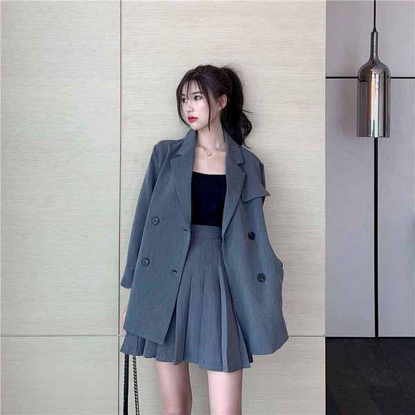 Spring Summer Suit Women Skirt Plus Size Plus Goth Elegant Two Piece Blazer And Skirt Set Lady Uniform Woman Dress 2023