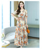 Spring Summer V-Neck Chiffon Floral Bohemian Short Sleeve Women Dress Elegant Ladies Chic Dresses Robe Beach Clothing
