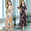 Spring Summer V-Neck Chiffon Floral Bohemian Short Sleeve Women Dress Elegant Ladies Chic Dresses Robe Beach Clothing