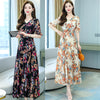 Spring Summer V-Neck Chiffon Floral Bohemian Short Sleeve Women Dress Elegant Ladies Chic Dresses Robe Beach Clothing