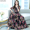 Spring Summer V-Neck Chiffon Floral Bohemian Short Sleeve Women Dress Elegant Ladies Chic Dresses Robe Beach Clothing