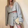 Spring Summer Woman 2 Piece Sets Notched Blazer Suit and Skirt Streetwear European Style Skirt Suit