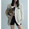Spring Summer Women Blazer Korean Loose Single Buttons Female Suit Jacket Casual Long Sleeves Thin Outwear Coats