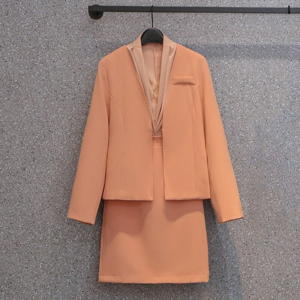 Spring Summer Women Elegant Workwear Blazers And Shirt And Pencil Skirts Suit Female Office Lady Coat Skirt 3 Piece Set