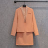Spring Summer Women Elegant Workwear Blazers And Shirt And Pencil Skirts Suit Female Office Lady Coat Skirt 3 Piece Set