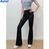 Spring Summer Women Long Jeans High Waist Stretch Straight Pants Korean Solid Chic Female Trousers