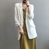 Spring Woman Blazer Turn Down Collar  Loose Straight Casual Thin Suit Coat Solid Color One Button Office Lady Tops Femme 2023