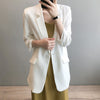 Spring Woman Blazer Turn Down Collar  Loose Straight Casual Thin Suit Coat Solid Color One Button Office Lady Tops Femme 2023