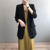 Spring Woman Blazer Turn Down Collar  Loose Straight Casual Thin Suit Coat Solid Color One Button Office Lady Tops Femme 2023