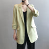 Spring Woman Blazer Turn Down Collar  Loose Straight Casual Thin Suit Coat Solid Color One Button Office Lady Tops Femme 2023