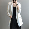 Spring Woman Blazer Turn Down Collar  Loose Straight Casual Thin Suit Coat Solid Color One Button Office Lady Tops Femme 2023