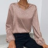 Spring Woman Blouse Casual Elegant Leopard Print Shirt Loose Imitation Silk Tops Office Ladies Long Sleeve V-neck Blouse