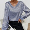 Spring Woman Blouse Casual Elegant Leopard Print Shirt Loose Imitation Silk Tops Office Ladies Long Sleeve V-neck Blouse
