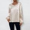 Spring Woman Blouse Casual Elegant Leopard Print Shirt Loose Imitation Silk Tops Office Ladies Long Sleeve V-neck Blouse