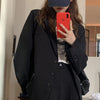 Spring Women Black Blazers Single Breasted Notched Collar England Style Korean Casual Office Elegant Suits Mujer Versatile Chic