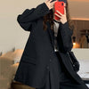 Spring Women Black Blazers Single Breasted Notched Collar England Style Korean Casual Office Elegant Suits Mujer Versatile Chic