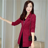 Spring Women Blazer Fashion Straight Slim Single Breasted Long Casual Suit Jacket Blazer Feminino Plus Size Solid Color MZ1243
