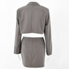 Spring Women Blazer Skirt Suits OL Style Solid Long Sleeve V Neck Short Jacket Matching High Waist Chic Mini Skirts 2 Pieces Set
