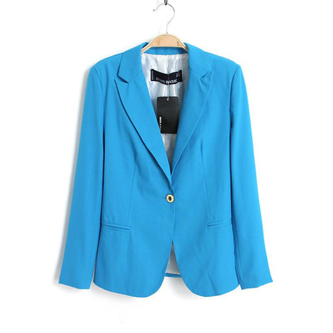 Spring Women Blazers Jackets Small Chiffon Suit Jacket Candy Color Long Sleeve Slim Suit Button Women Basic Jackets WWT10739