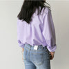 Spring Women Blouse Striped Turn-down Collar Office Lady Tops Full Sleeve Women Shirts Light Purple Female Tops blusas