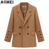 Spring Women Camel Blazer Casual Fashion Suit Black Color Wear to Work Office Ladies Fall New with Double Button Design Blasers