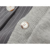 Spring Women Chic Design Sweater Coat Strip Suit Collar Stitch Grey Single-Breasted Tops Lady Knit Fake Two-piece Cardigan
