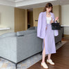 Spring Women Purple Skirt Purple Suit 2023 Elegant Single-breasted Suit Jacket & Split Pencil Skirt Summer Ladies Blazer Set